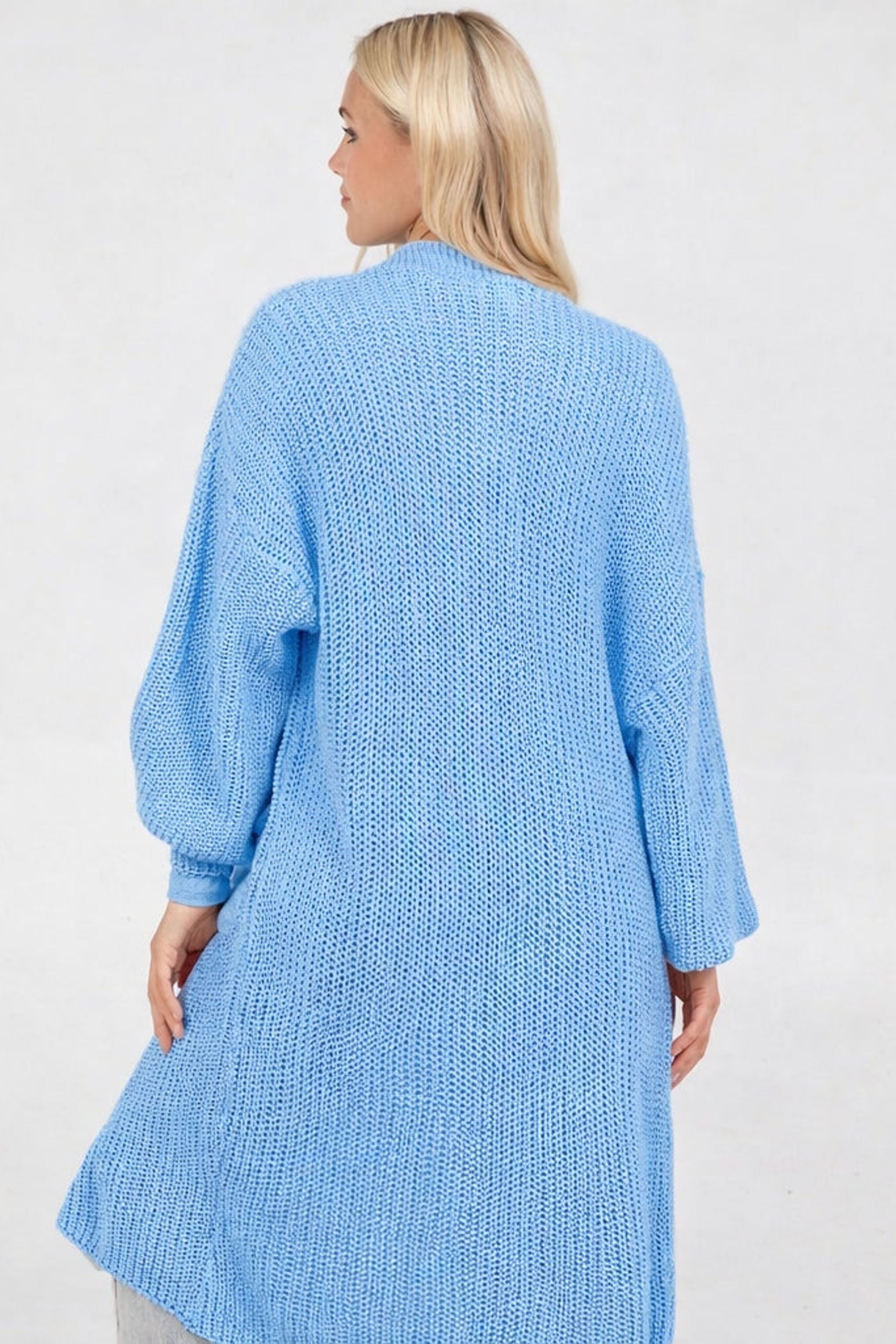 Blue Vanilla Blue Longline Double Pocket Knitted Cardigan