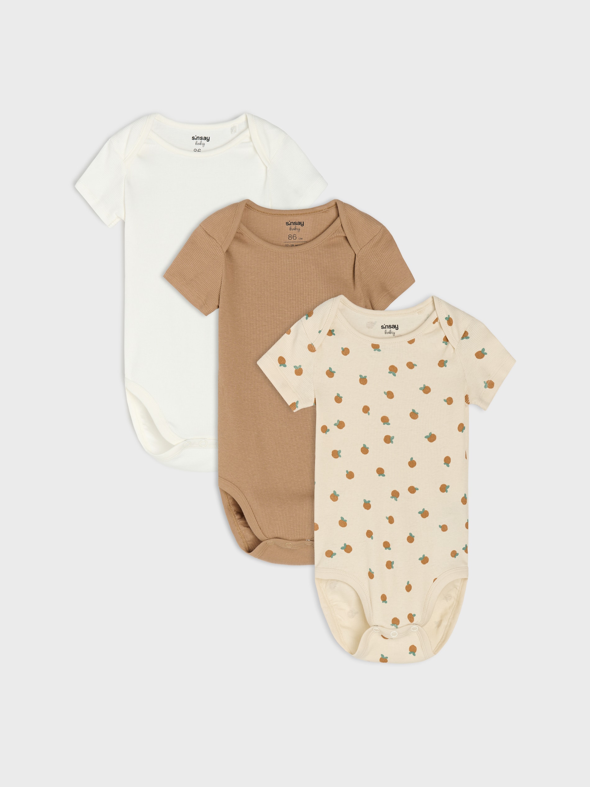 Bawełniane body z prążkowanej dzianiny 3 pack