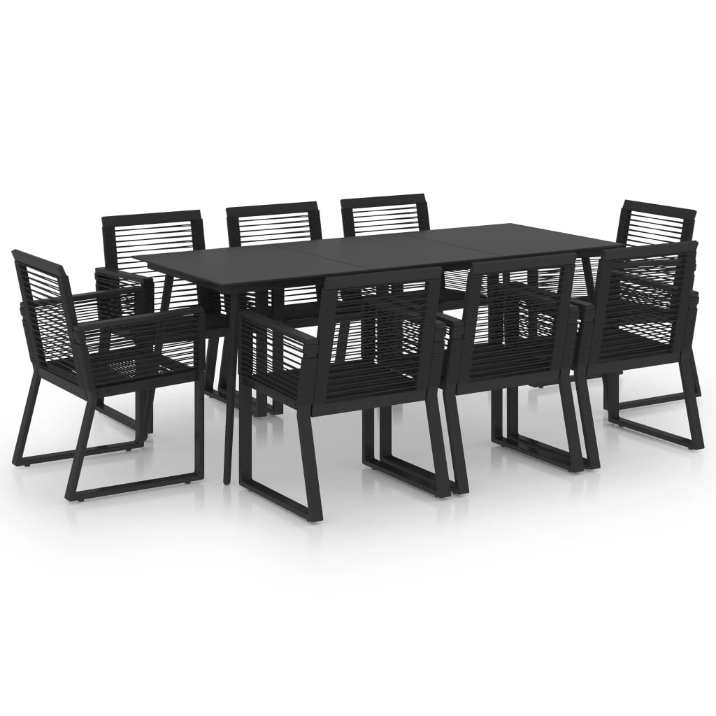 Zestaw mebli ogrodowych Czarny 190 cm table length PVC vidaXL