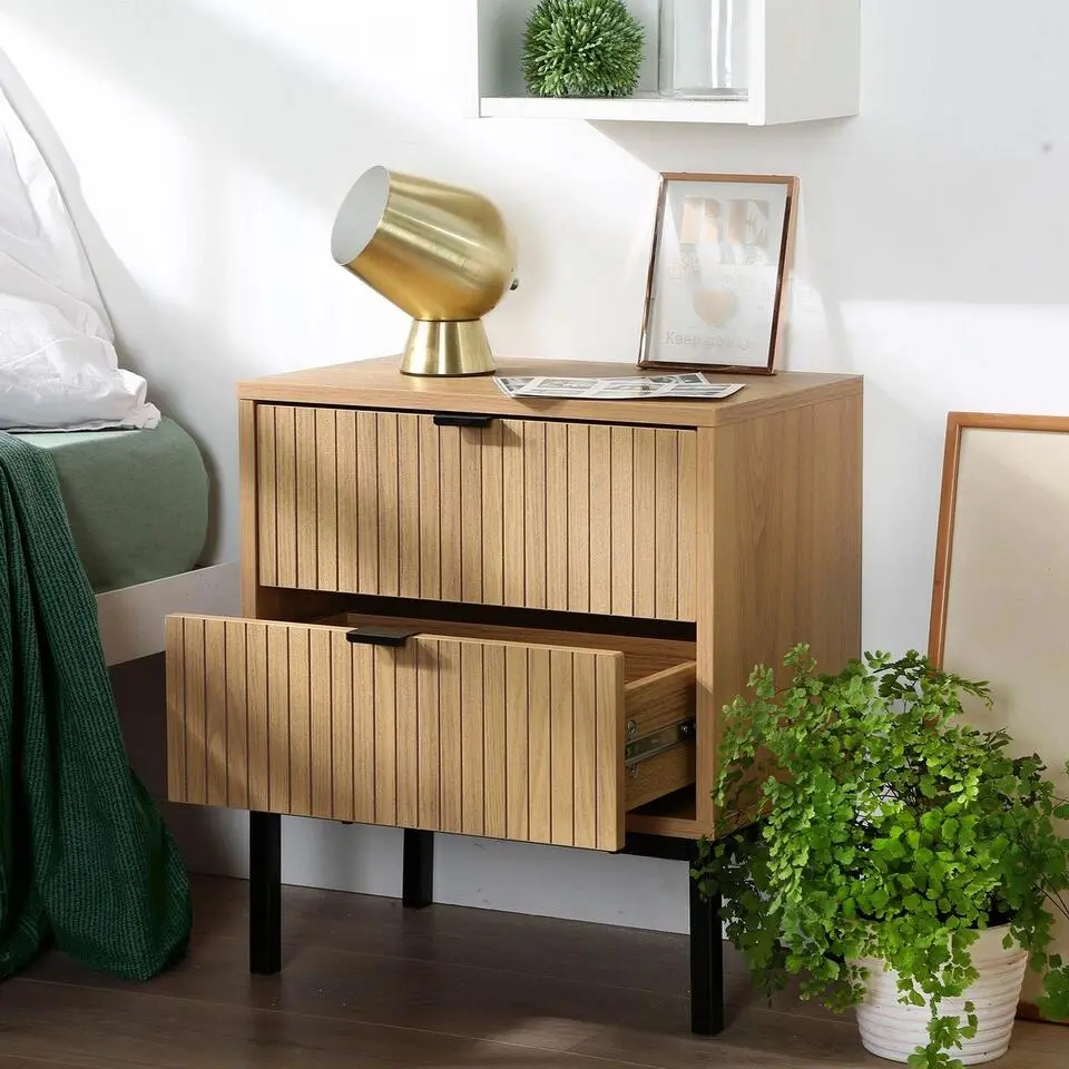 Calicosy - TARA Nachtkastje 2 lades - Licht hout - 29x45x51 cm