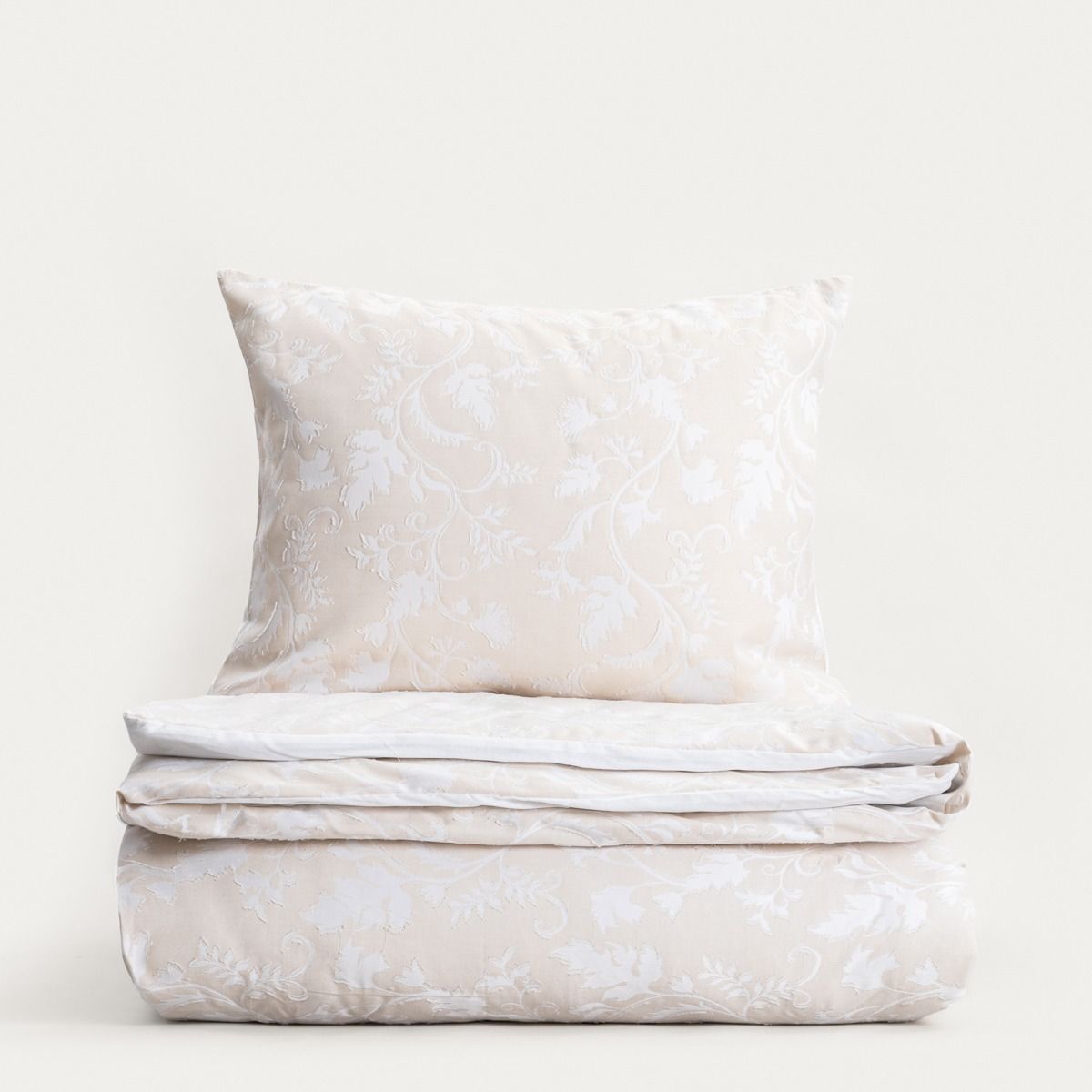 Pościel JAKAD bawełniana żakardowa beżowa 160x200   2*50x60 cm