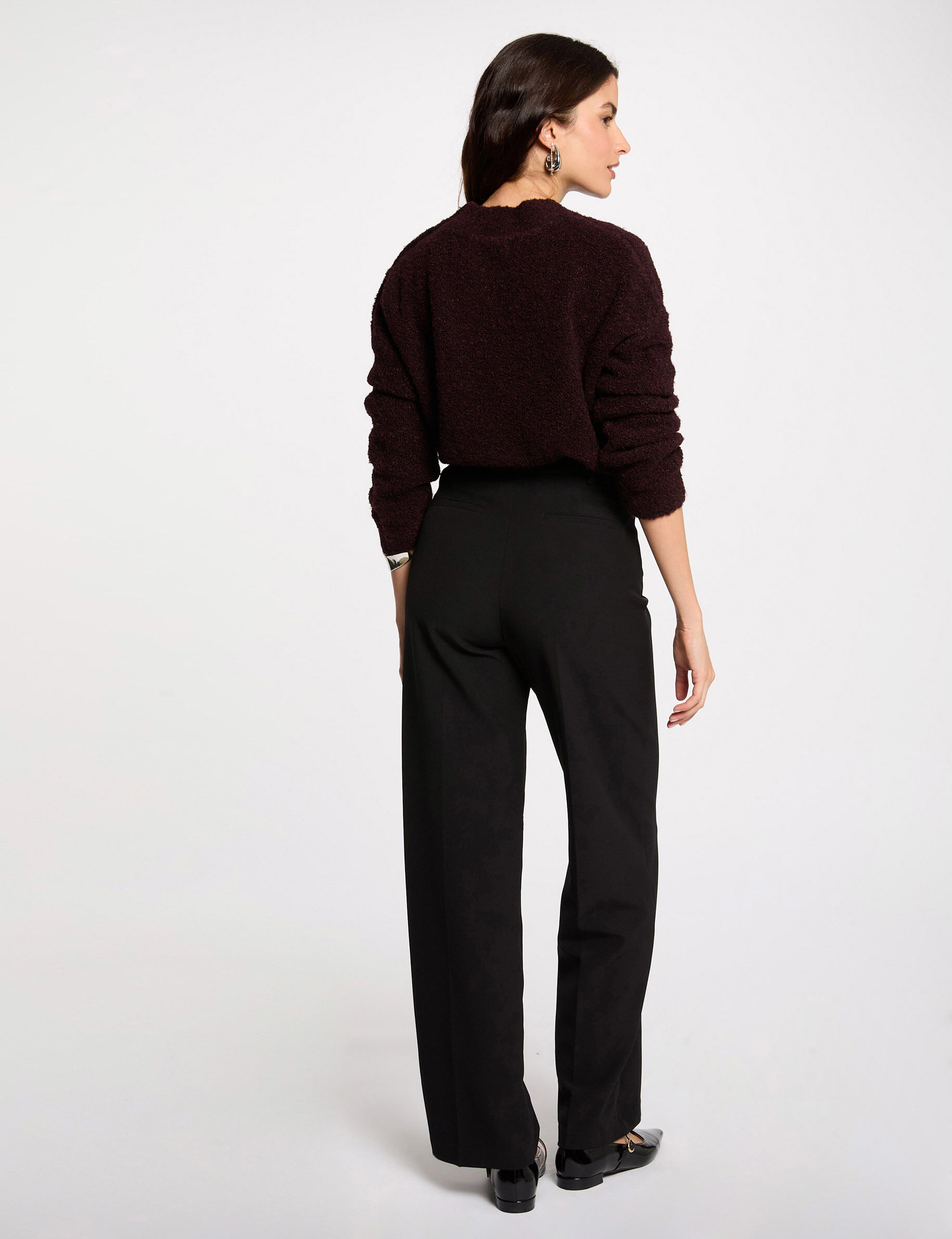 Straight Trousers With Darts Black Women