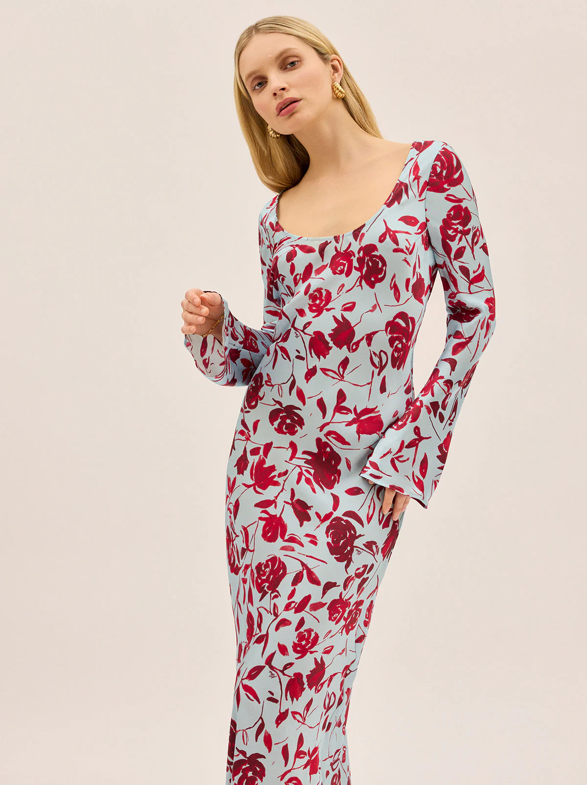 Gia Blue Rose Print Dress