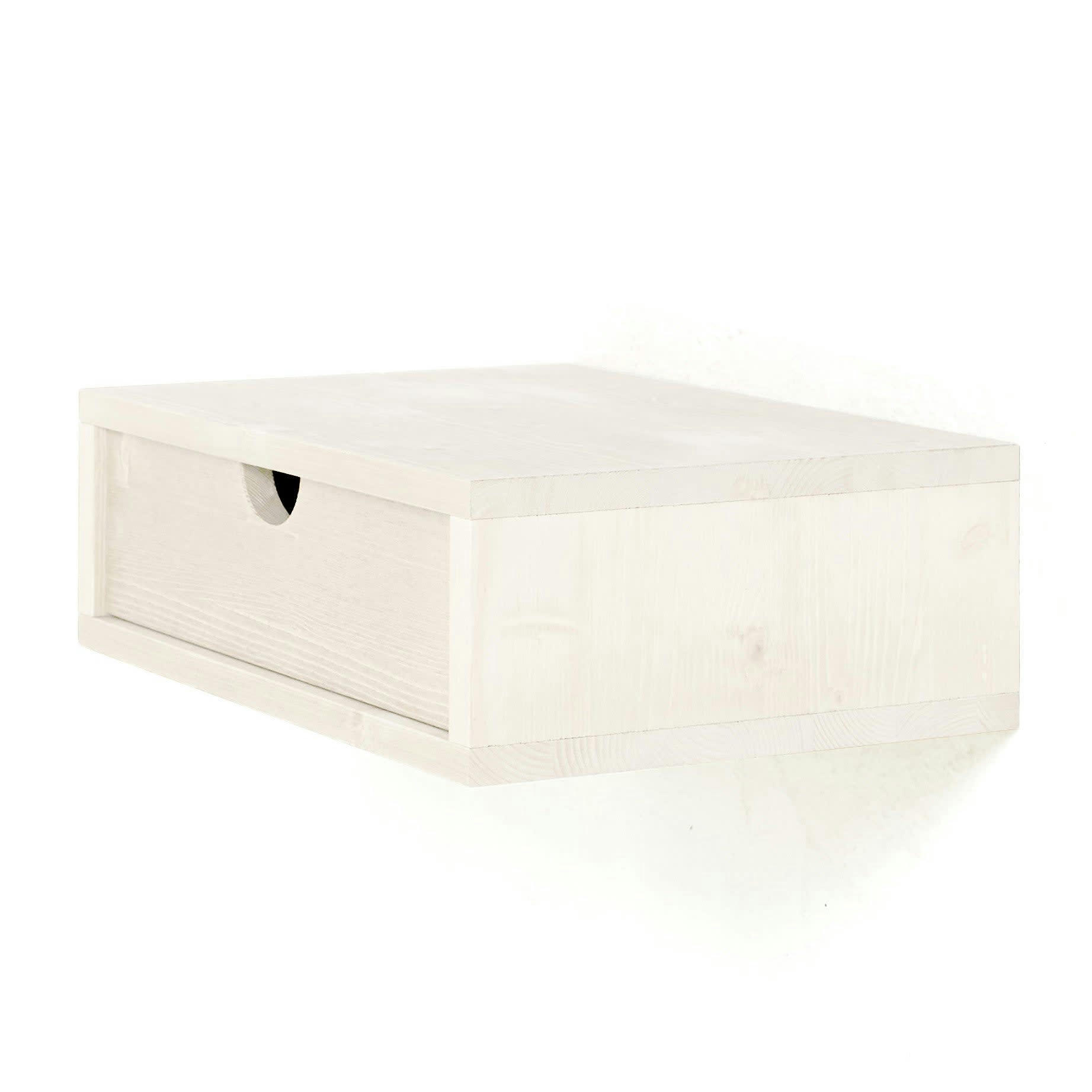 ANEU - Table de chevet flottante en bois de couleur blanc