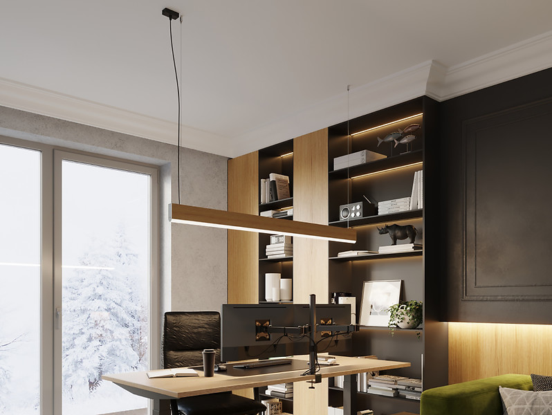 Lampa wisząca Lykke LED 4000K drewniana brązowa