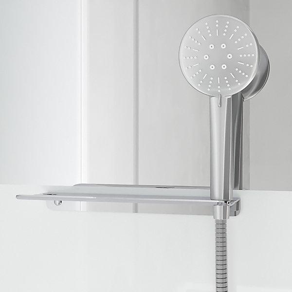 Cabine de Douche Carrée 90x90cm Porte Pivotante - Blanche - Bande Effet Miroir - SQUARE STRIPE