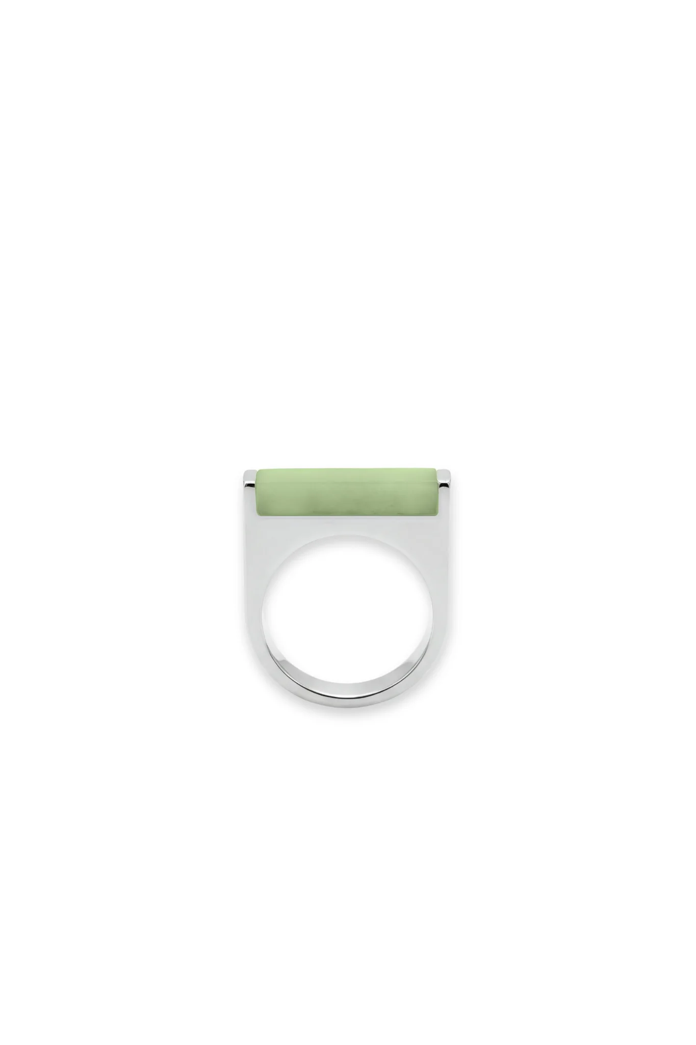 Year of the Horse — Light Green Jade Stone Saddle Ring