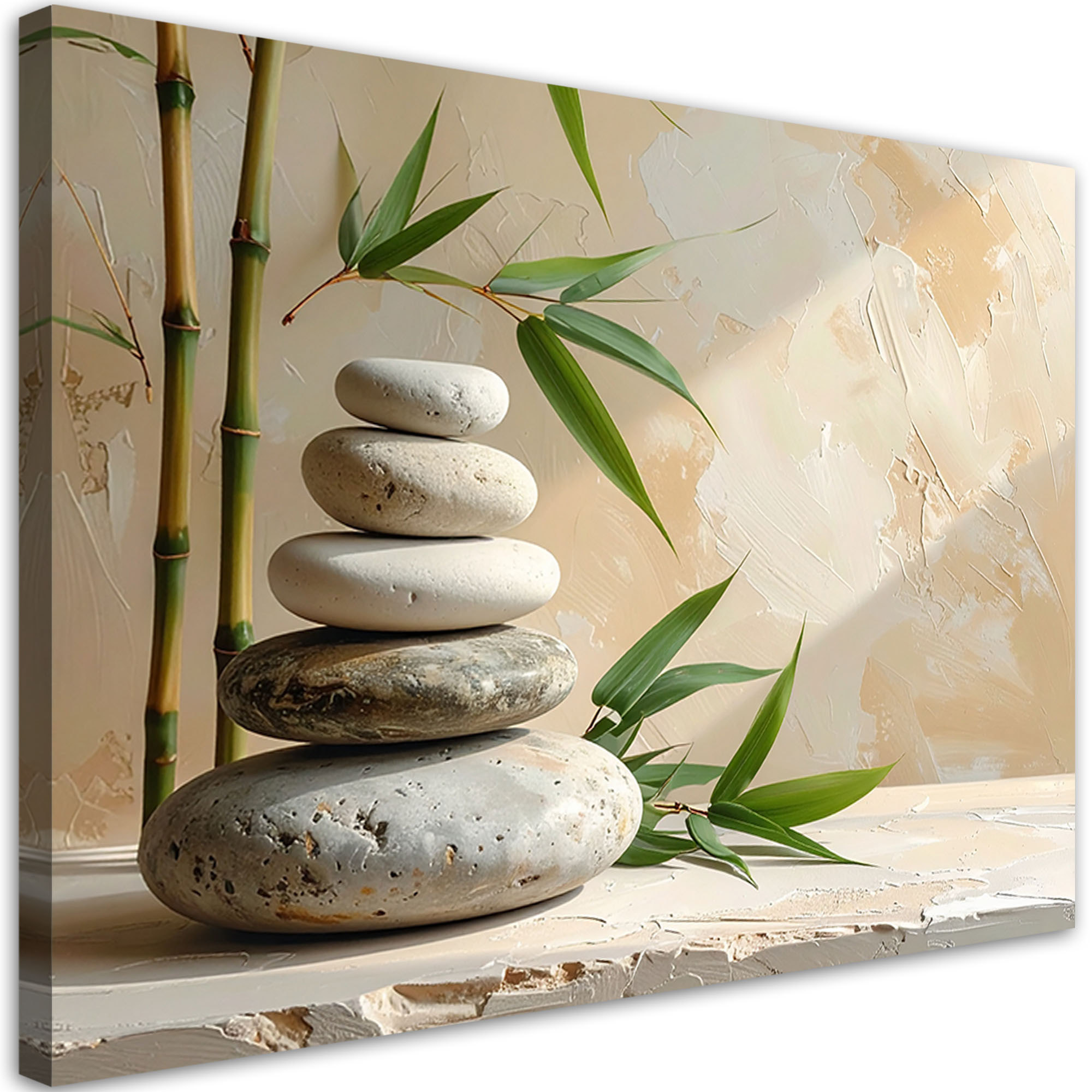 Obraz do salonu sypialni kuchni, Kamienie zen spa liście bambusa 30x20