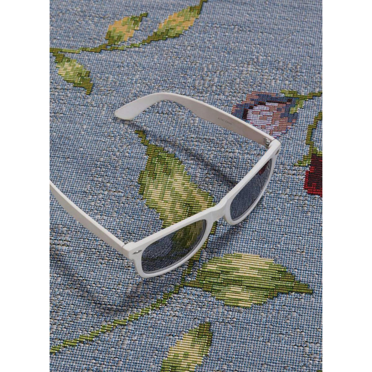 FLEURIE EX - Tapis extérieur bleu 123x180