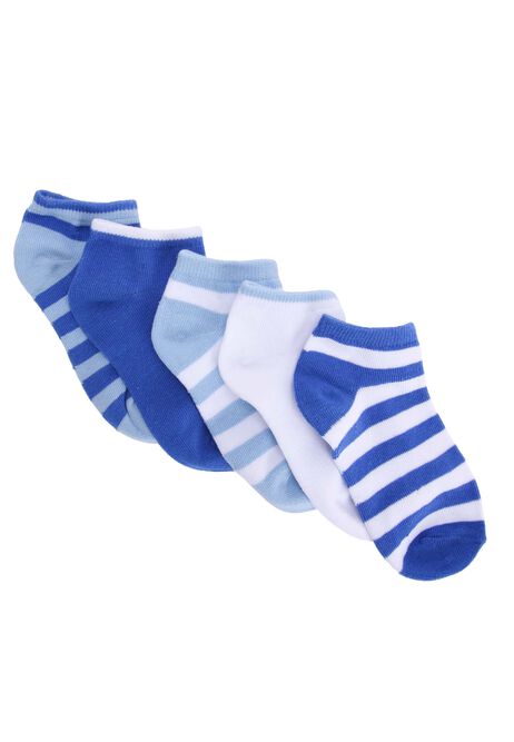 Boys 5pk Blue Stripe Trainer Socks