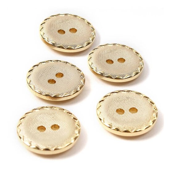 Hemline Gold Metal Patterned Button 5 Pack