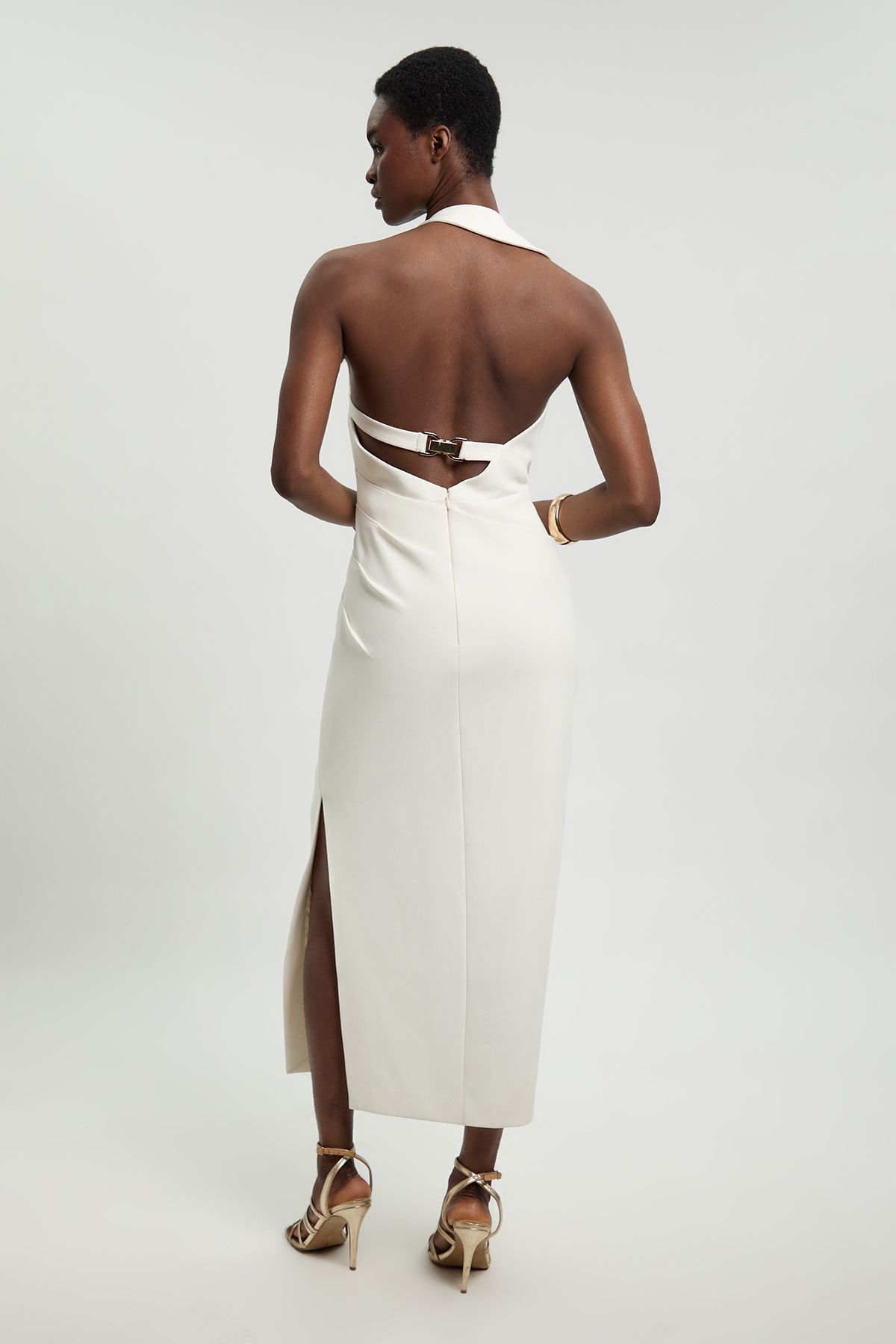 KarenMillen Compact Stretch Trim Detail Tailored Maxi Dress