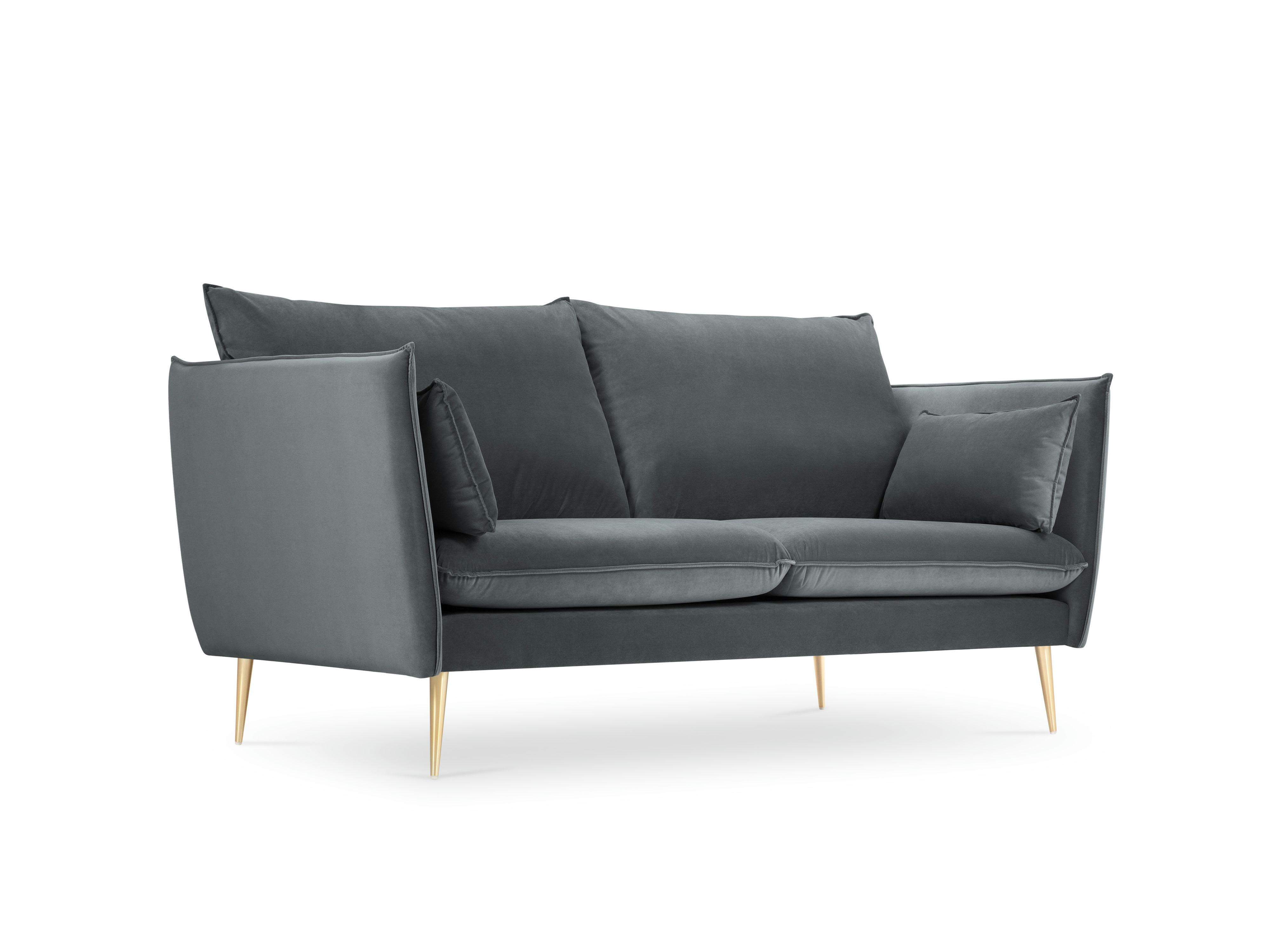 AGATE - Canapé 2 places en velours gris foncé