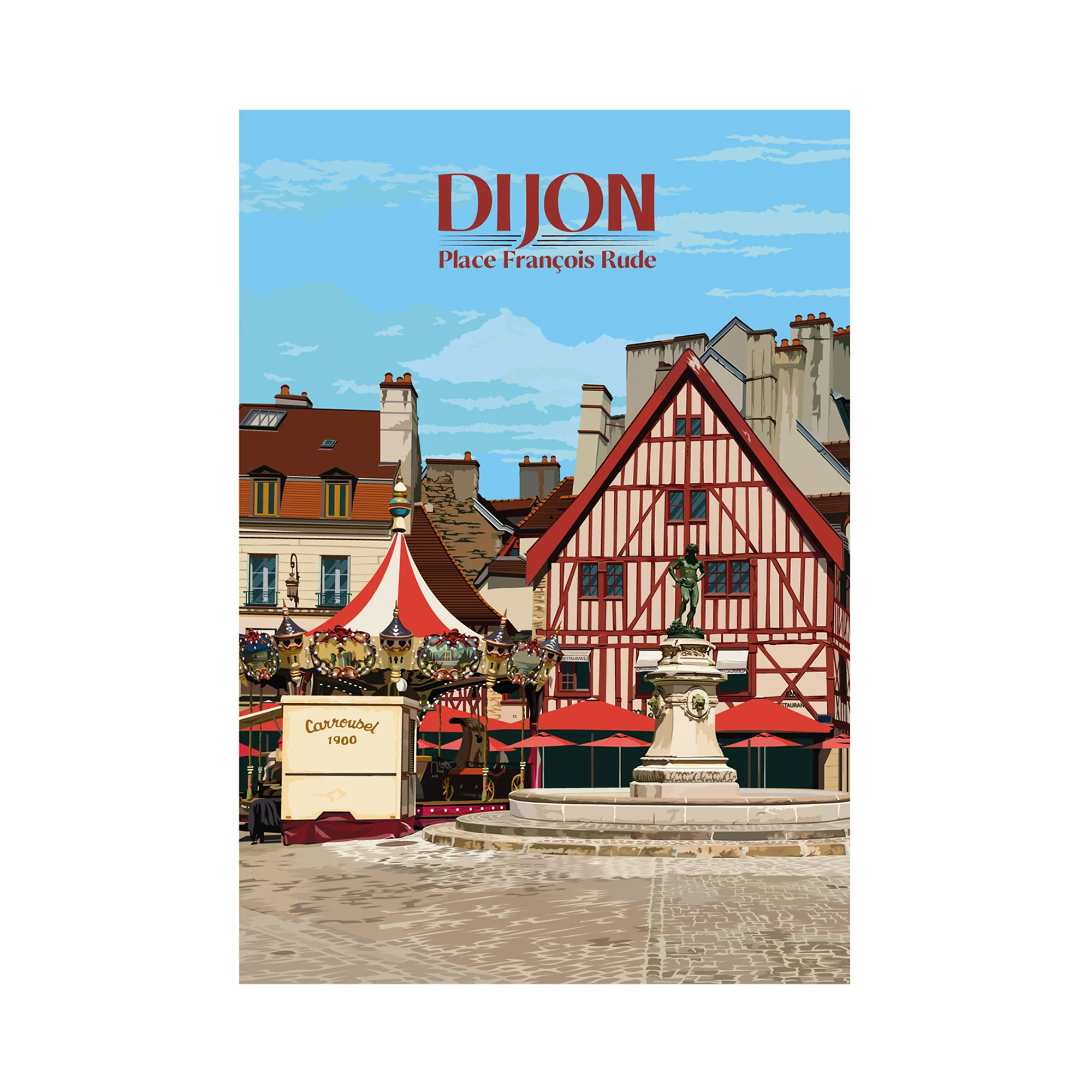 PRINTYMANIA Affiche DIJON 30 x 40 cm