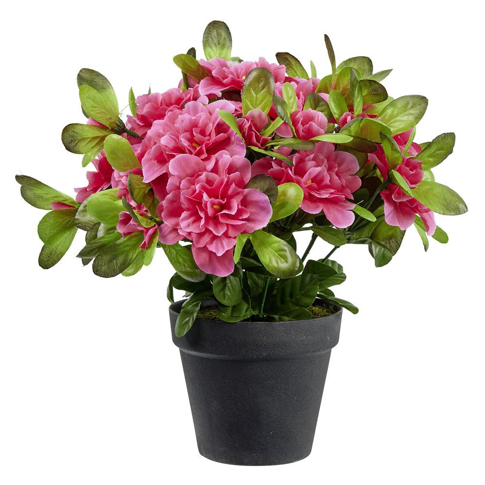 Pot d'azalée artificielle rose 14 têtes Ø35xH30cm