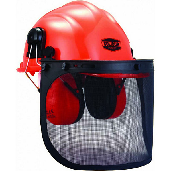 Casque complet forestier SOLIDUR - CA01, visière grillagée, antibruit 25 dB, taille unique