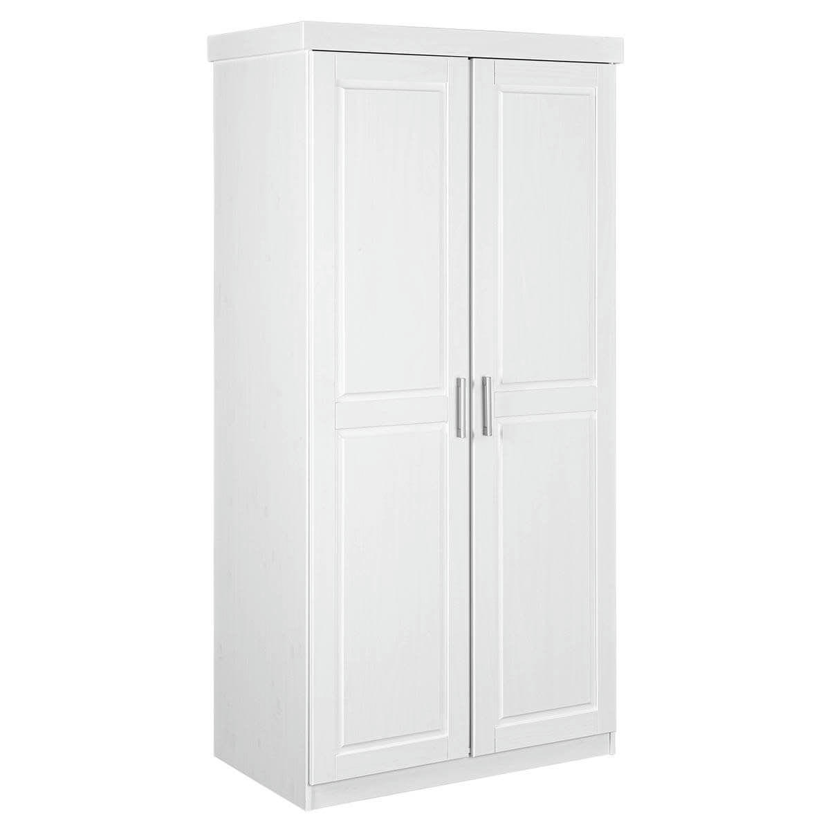 ALASKA - Armoire  2 portes + penderie bois massif vernis blanc