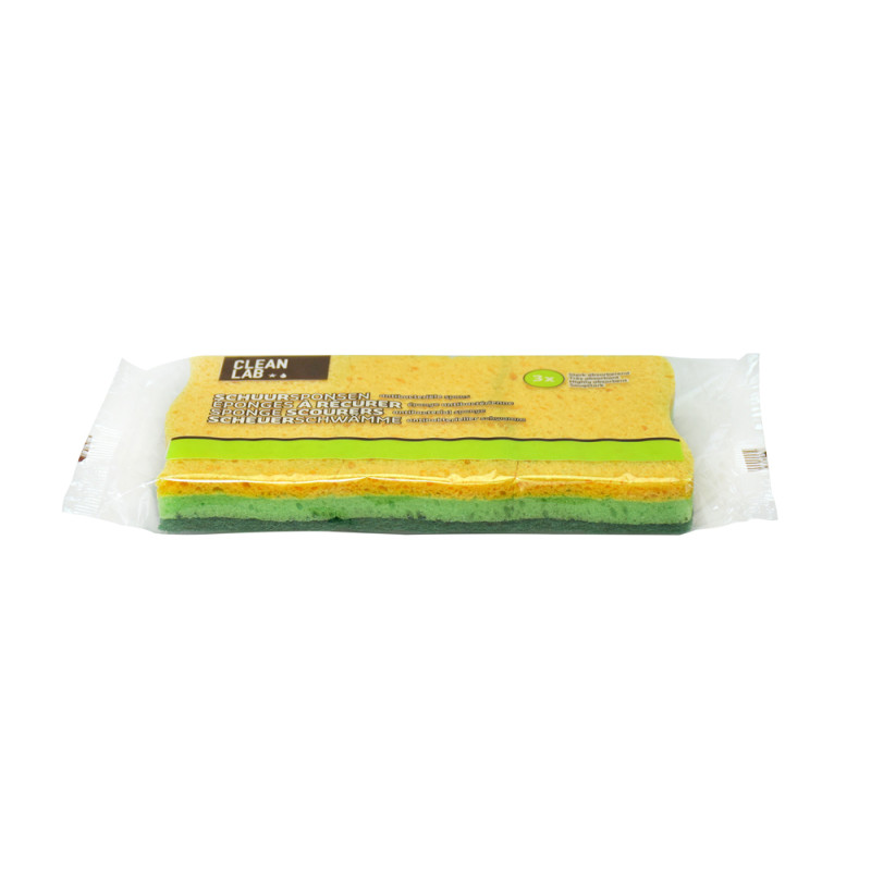 Lot d'éponges à récurer en viscose antibactérienne 11 x 6,7 x 2,5 cm 3 pièces