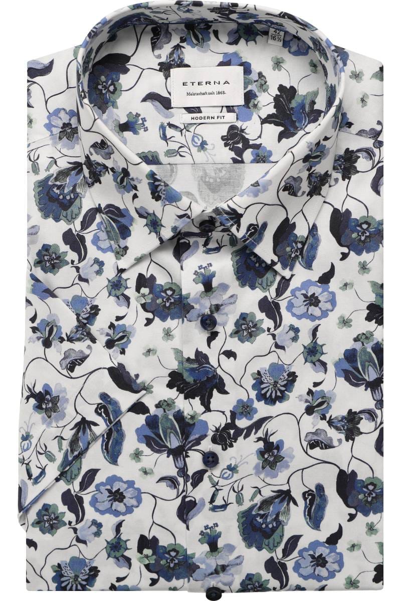 ETERNA Modern Fit Hemd blau, Bedruckt