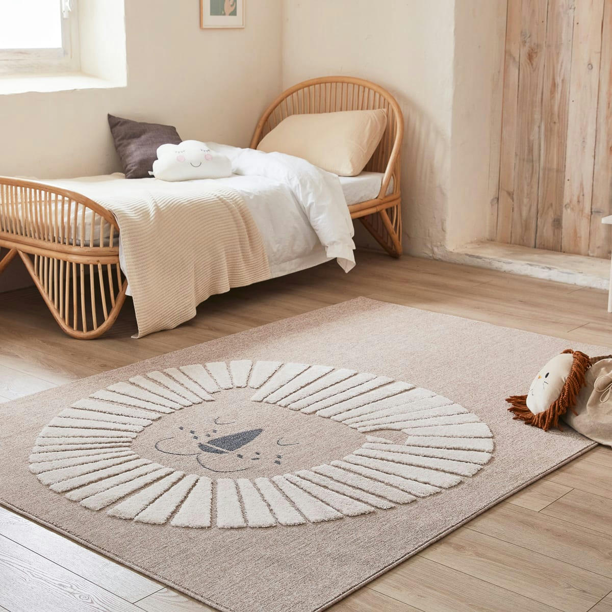 BAMBI - Tapis beige et crème motif en relief lion doux - 160x230