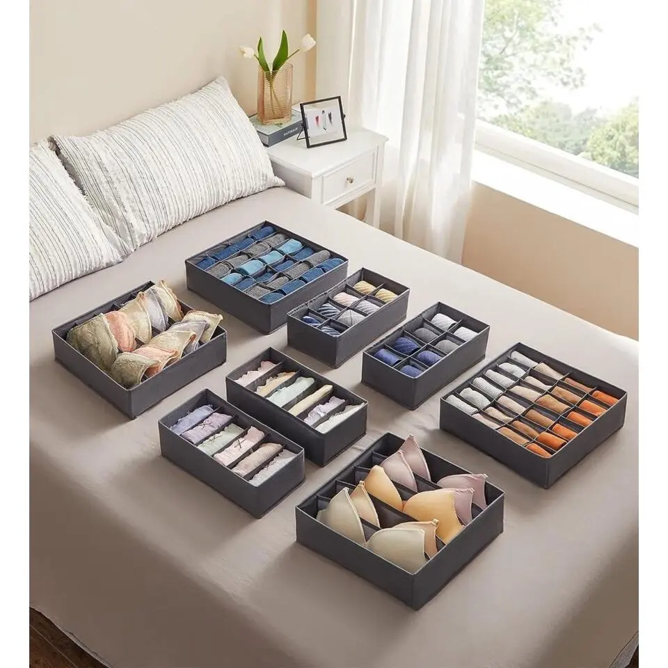 Parya Home Opbergdozen Lade-organizer set van 8 grijs