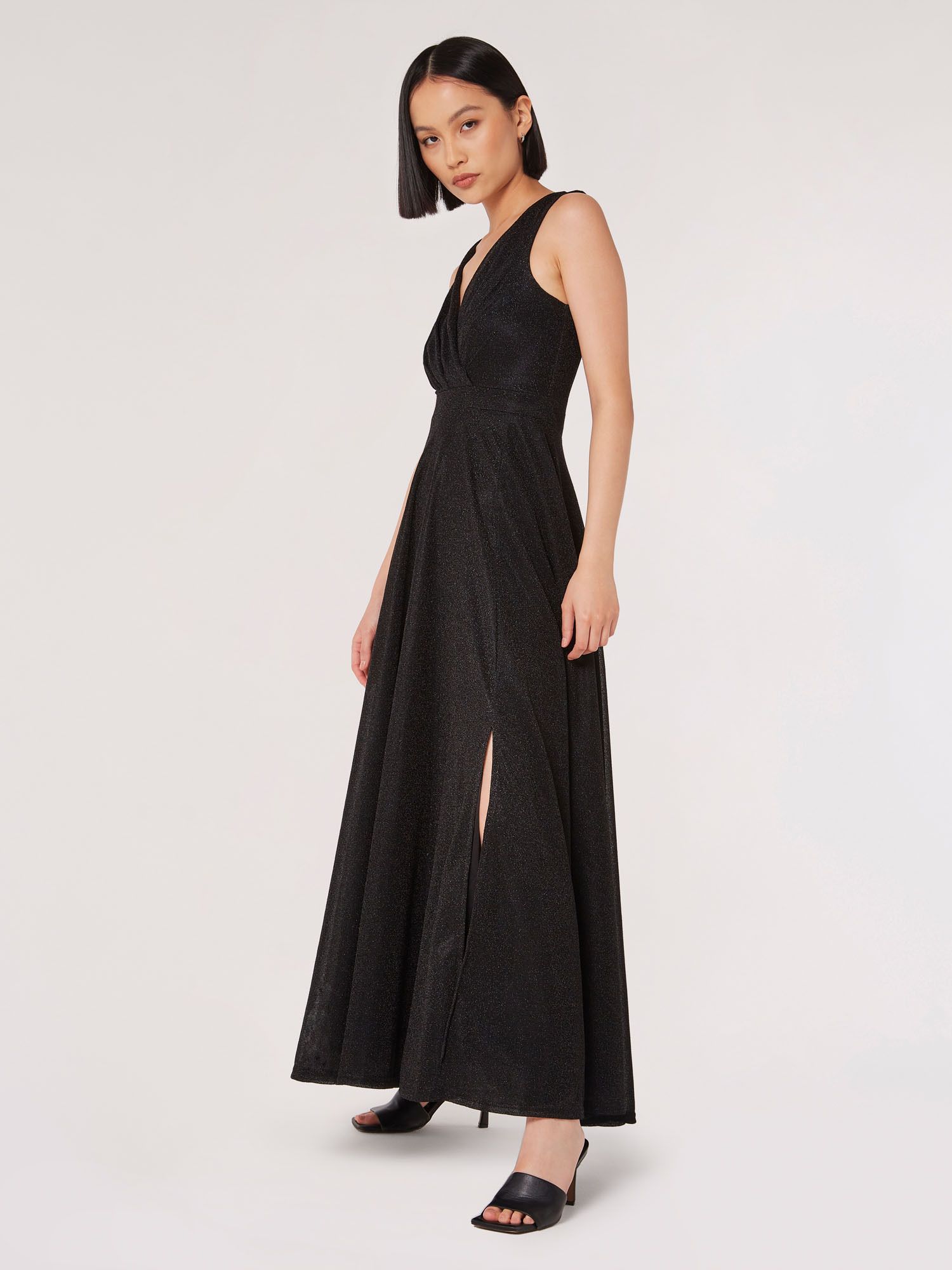 Apricot Shimmer Wrap Maxi Dress