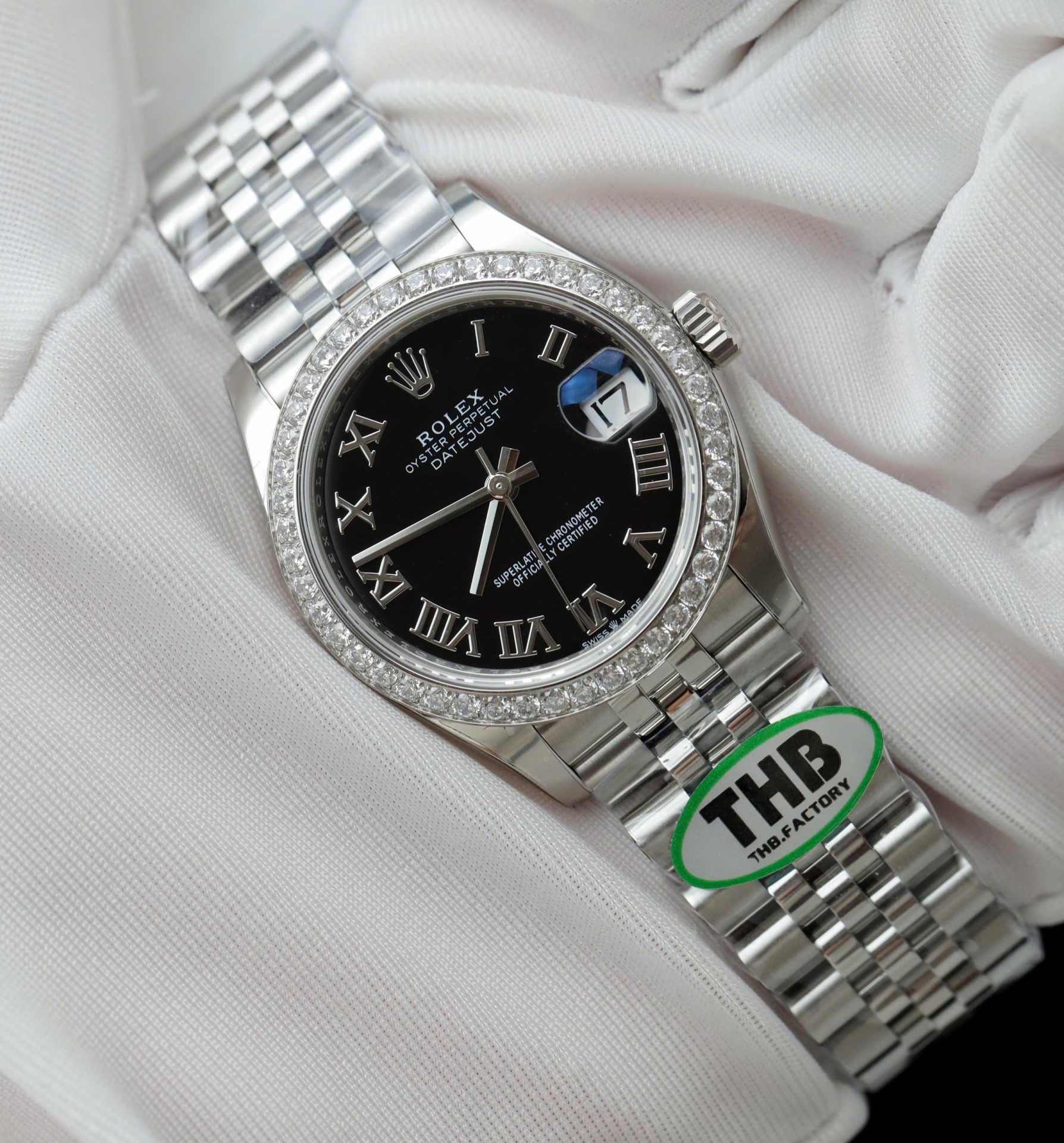 Rolex Datejust 316L Steel Black Dial With Diamonds 31mm Jub THBF Replica