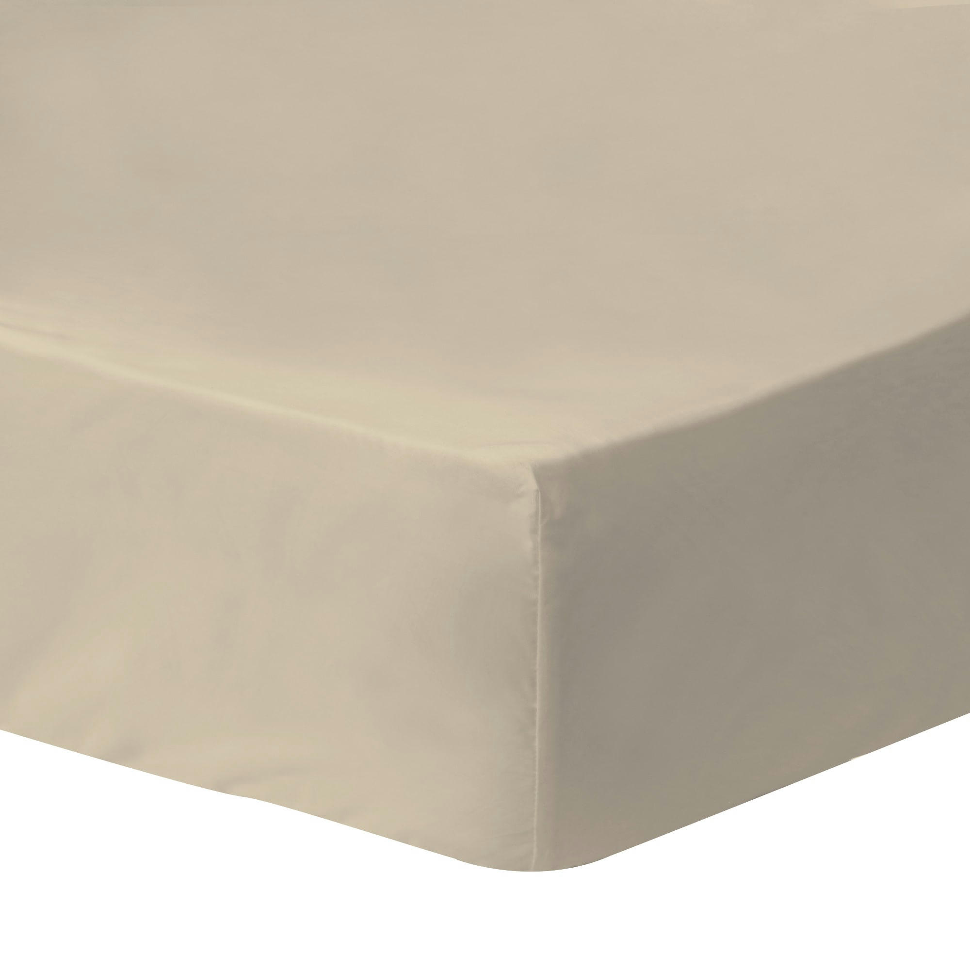 SIMPLICITÉ GOURMANDE - Drap housse percale coton, bonnet 37 cm 180x200 cm Desert