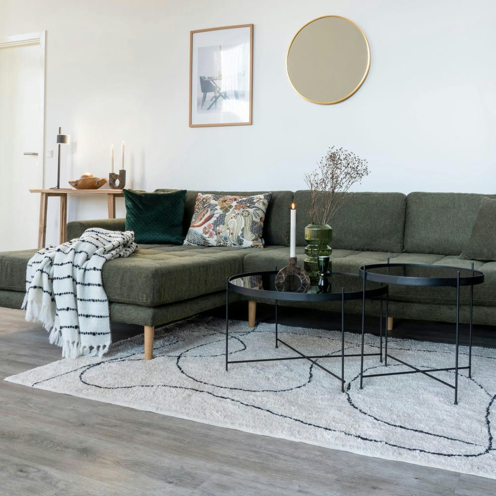 TAMPA - Tapis avec formes organiques noir  et  blanc 200x300 cm