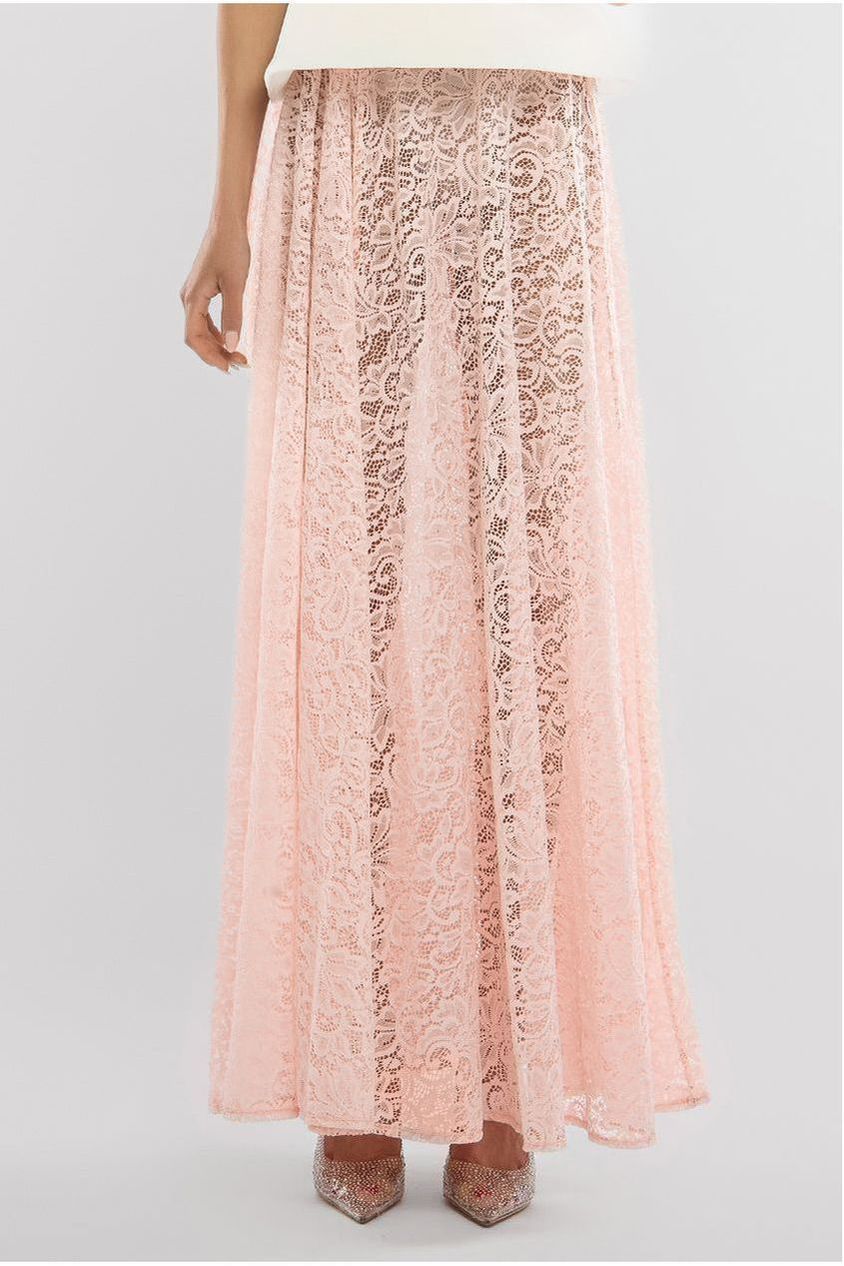 Goddiva Floral Lace A Line Maxi Skirt