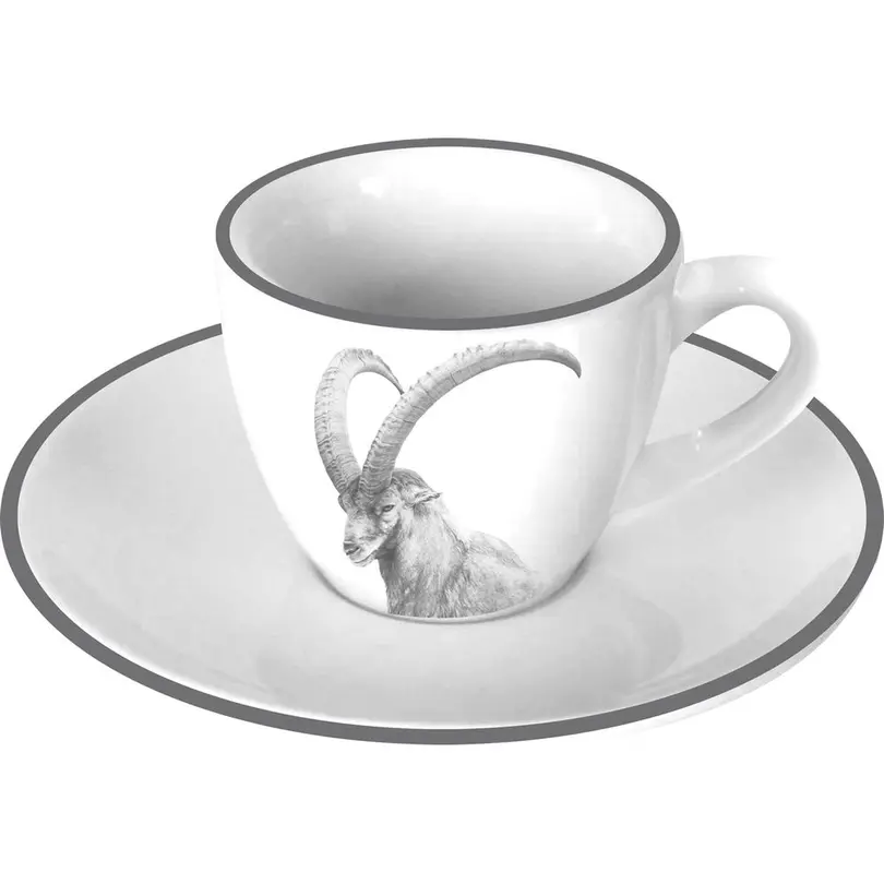 Espressotasse mit Untertasse 6er-Set Steinbock