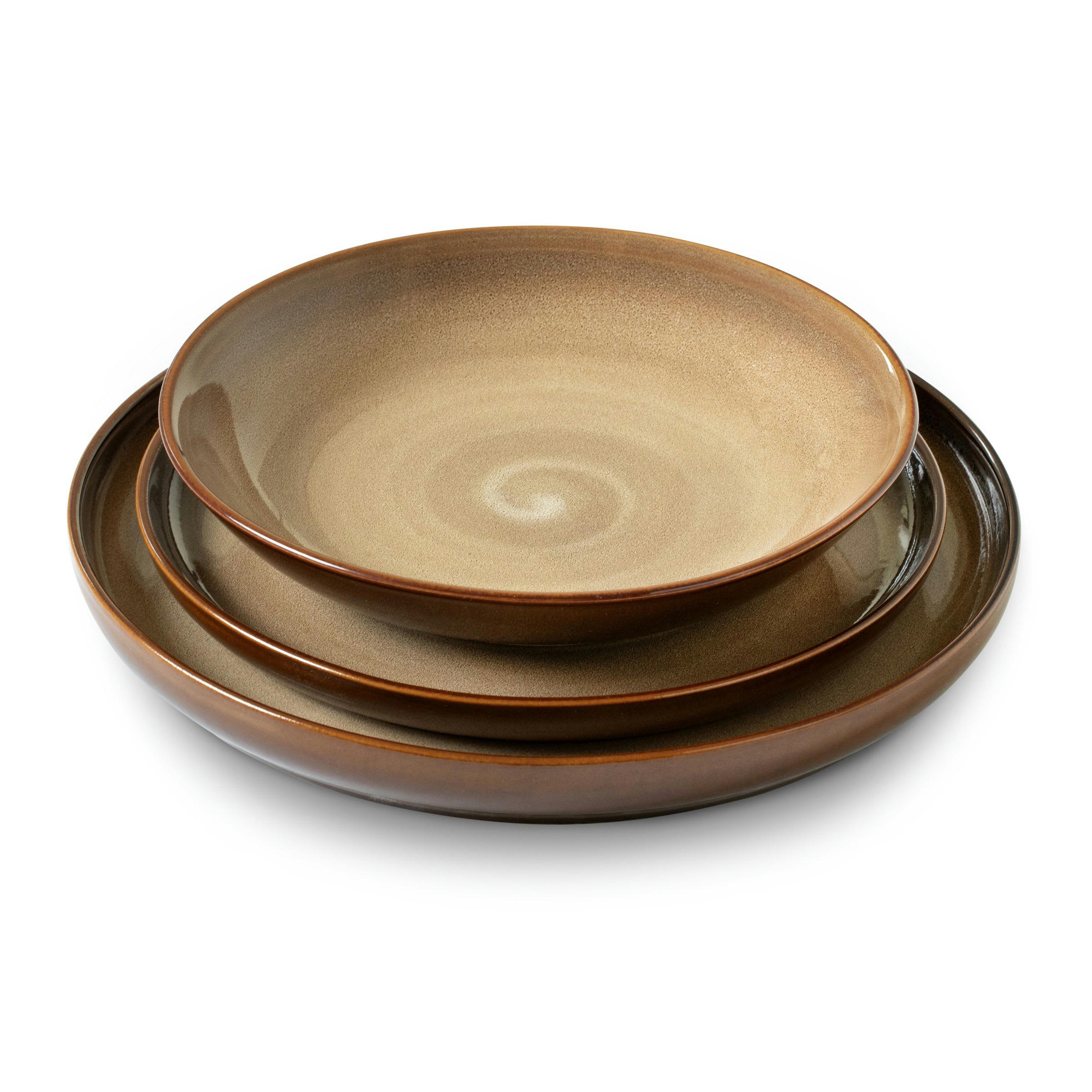 HARRY - Service vaisselle en Grès Marron clair