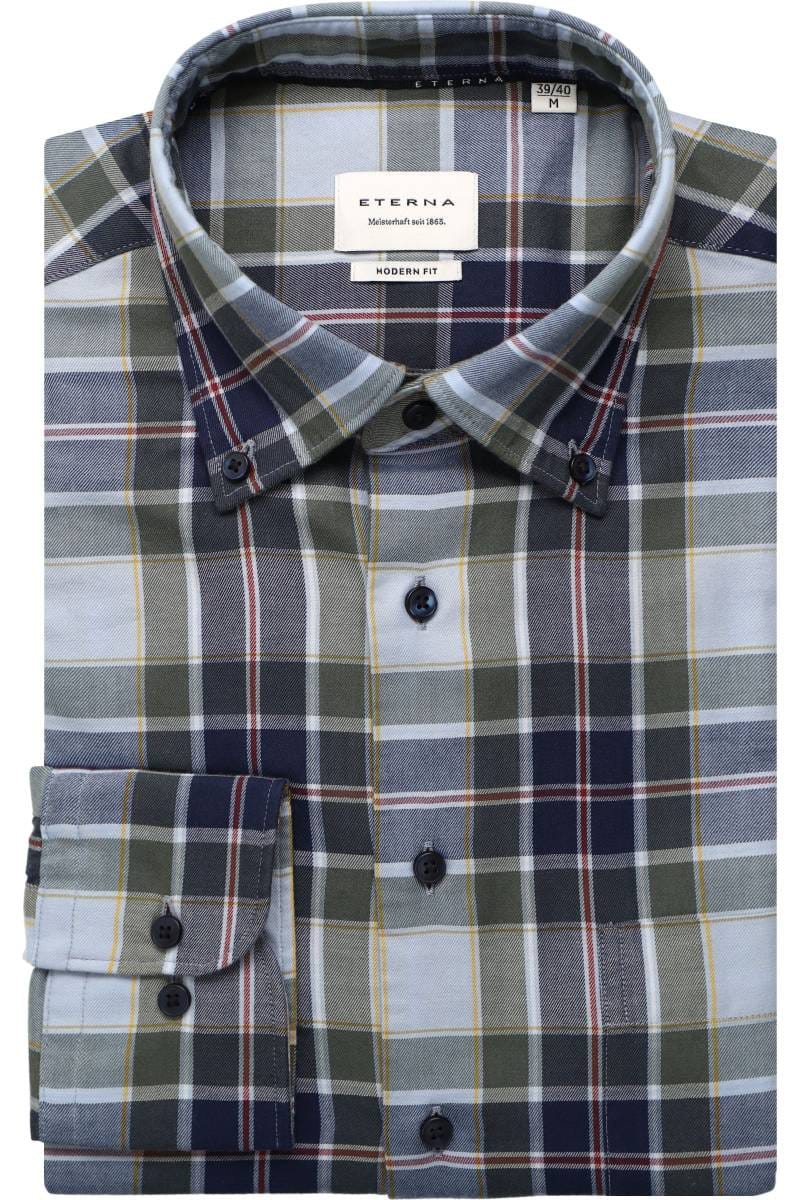 ETERNA Modern Fit Tencel Hemd blau, Kariert