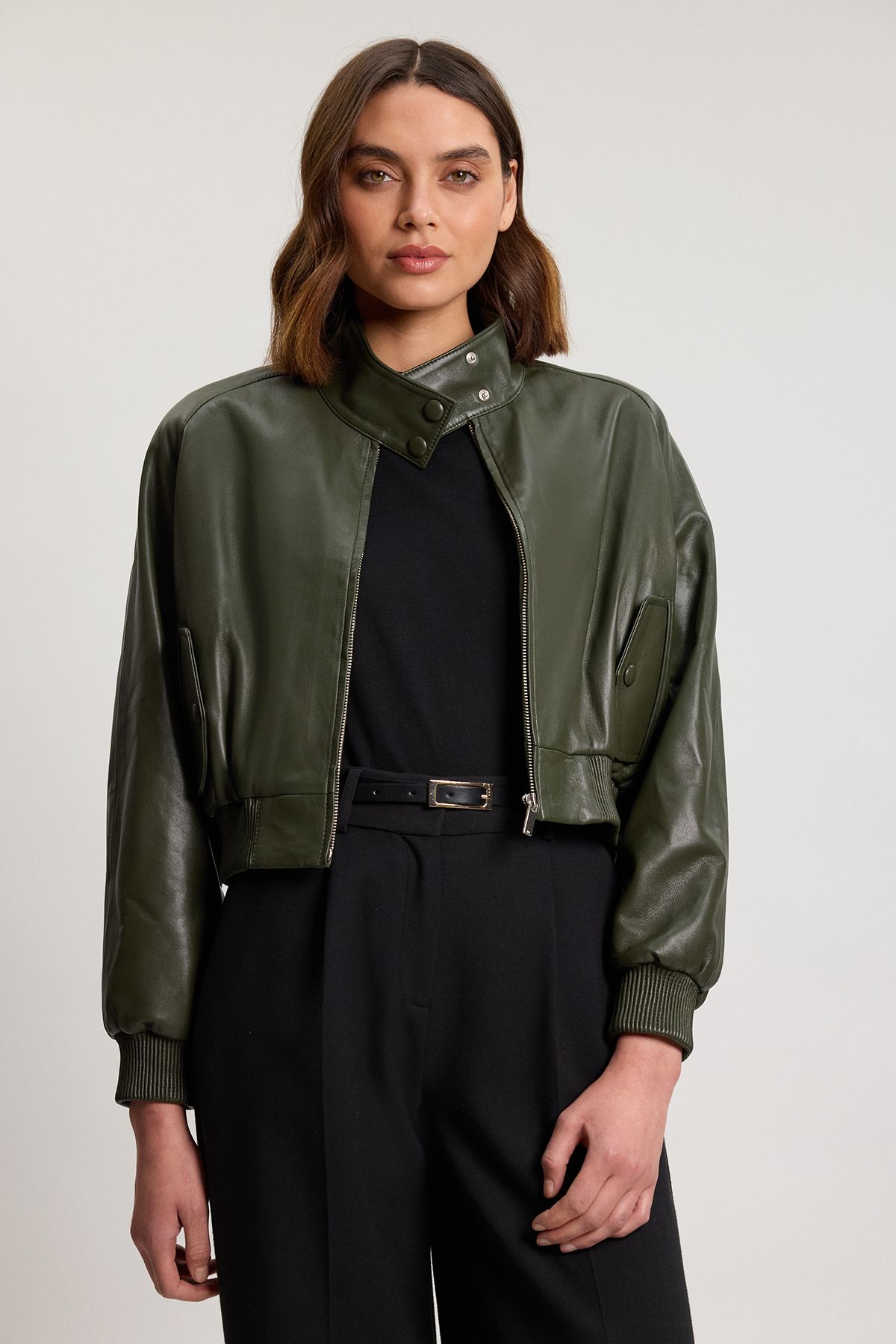KarenMillen Leather Bomber Jacket