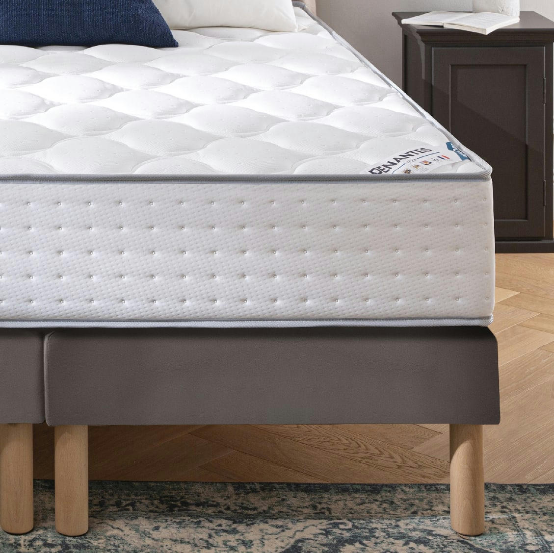 LUXE SIMILICUIR - Sommier similicuir taupe 80x200 cm