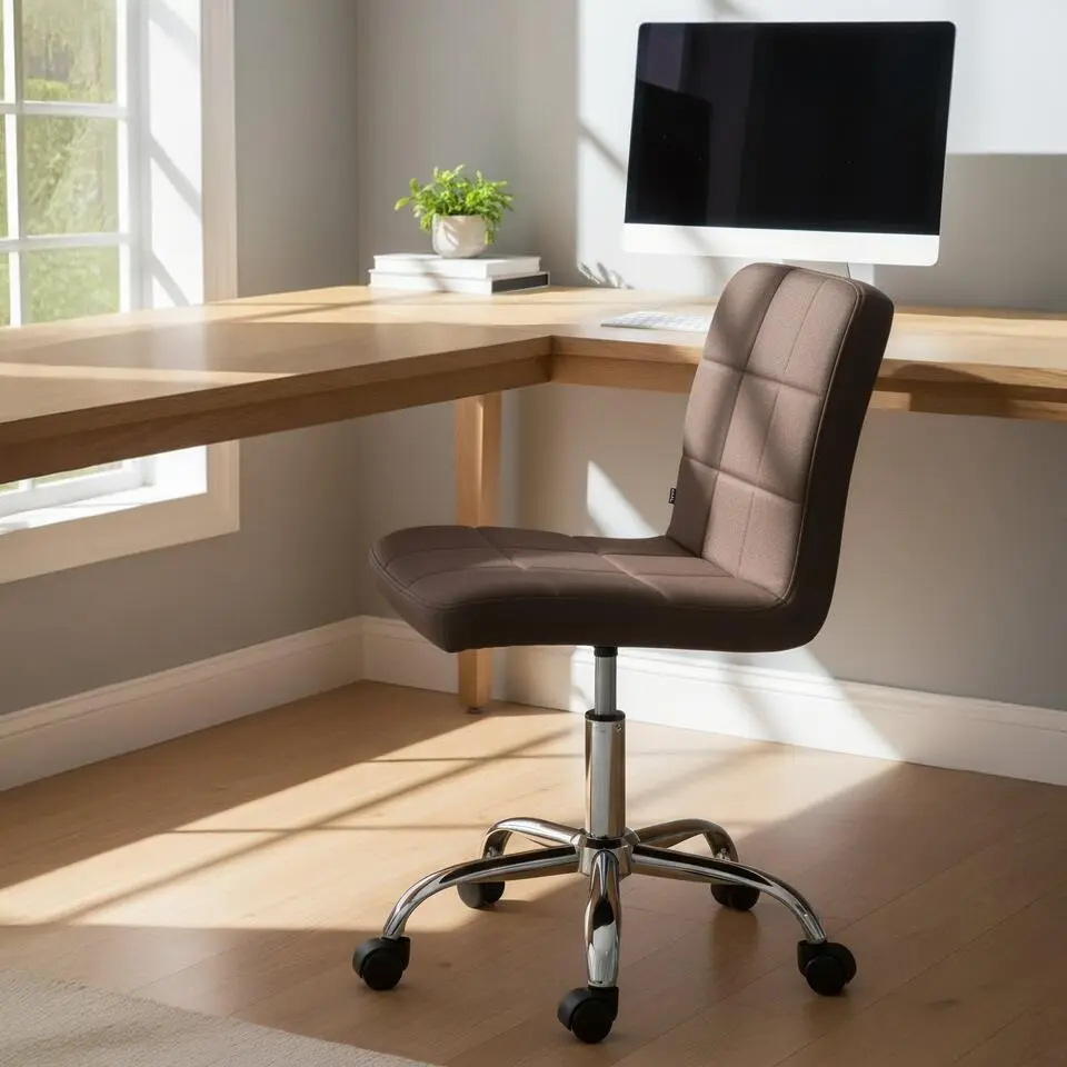 CLP Bureaustoel Darfield chroom Frame - Stof - bruin