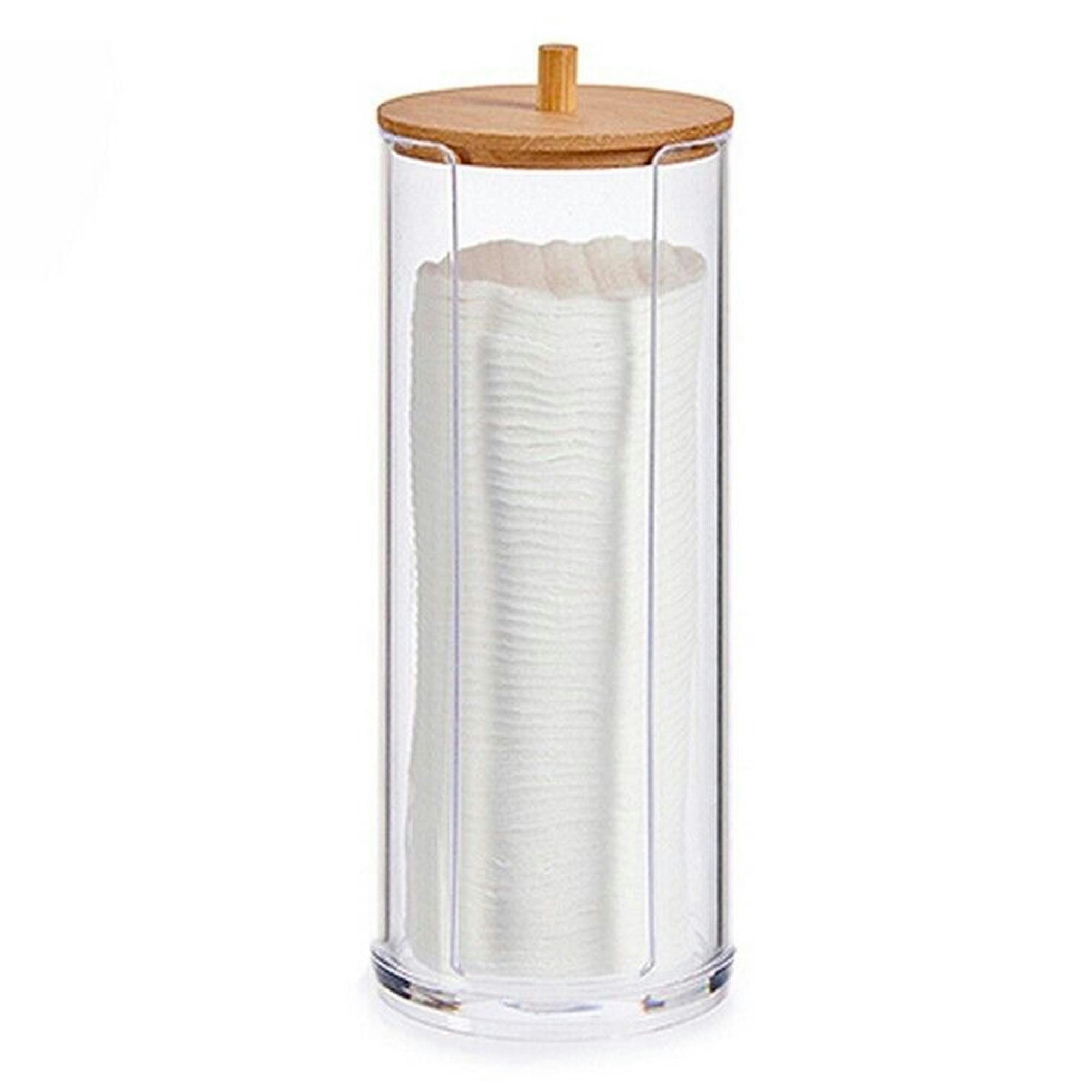 - Distributeur disques de coton transparent et bambou 7x7x19cm