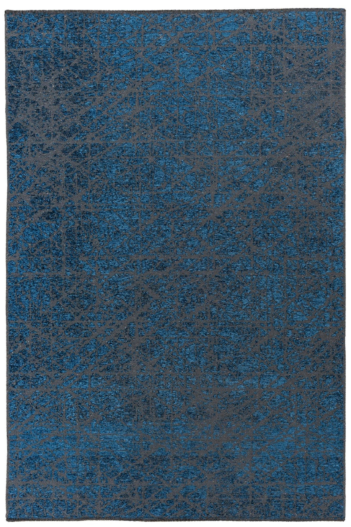 KALEV - Tapis de salon en polyester bleu 80x160 cm