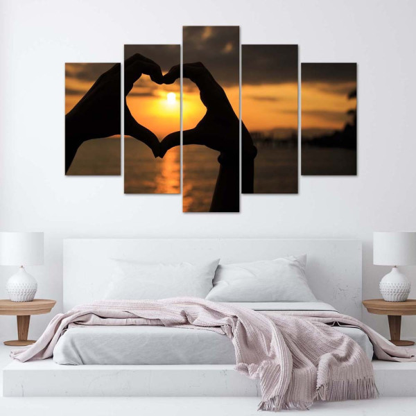 Feeby Obraz 5 częściowy Symbol serca z dłoni 100x70