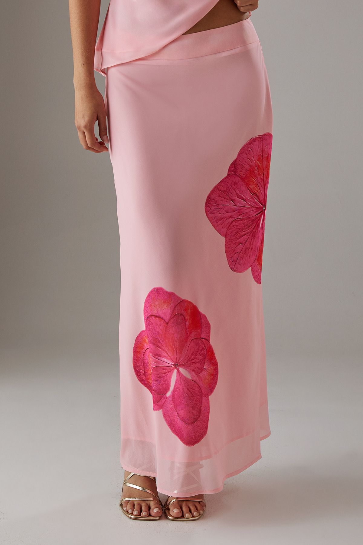 Warehouse Placement Chiffon Bias Maxi Skirt