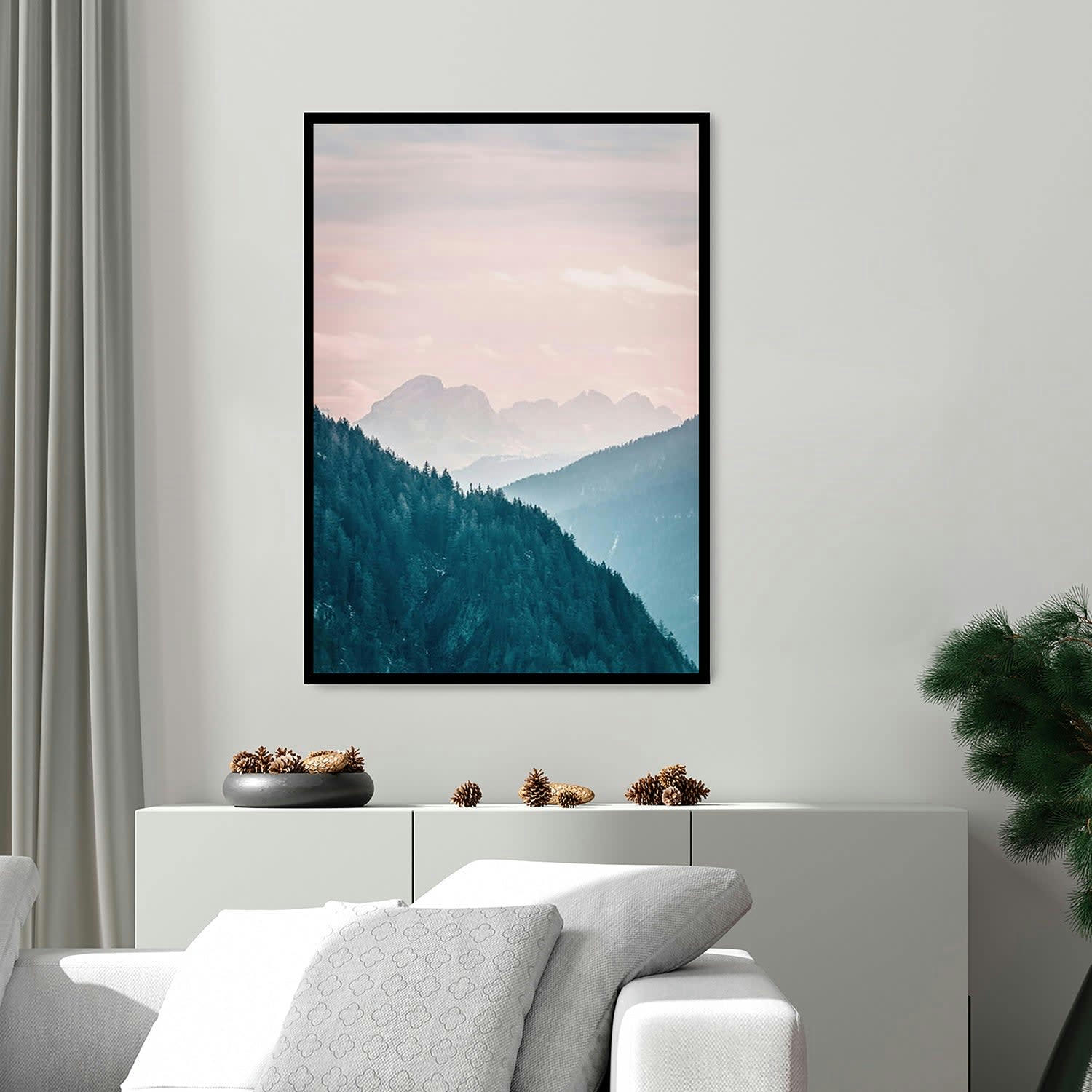 MONTAÑA - Affiche avec cadre noir - Paysage montagneux - 50x70