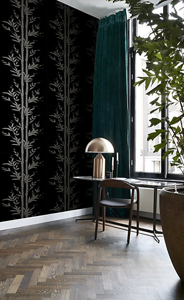Origin Wallcoverings papier peint bambou noir mat et gris 53 cm x 10.05 m