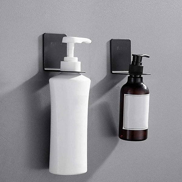 BASHLWUA 4 pcs Noir En Acier Inoxydable Mur Monté Pompe À Savon Porte-Bouteille Support Cintre