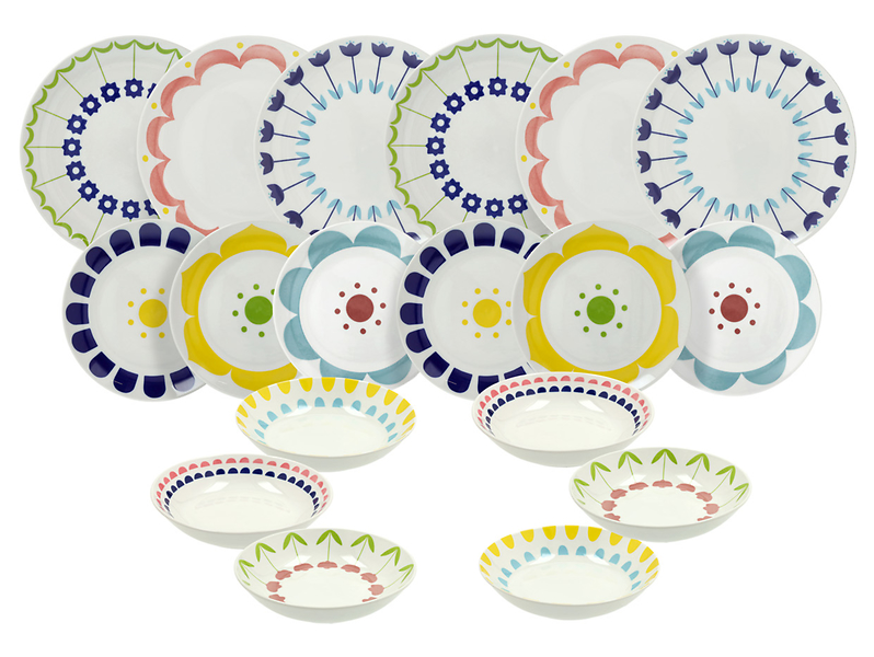 Komplet obiadowy 18 el. porcelanowy Nymea Tognana wielokolorowy
