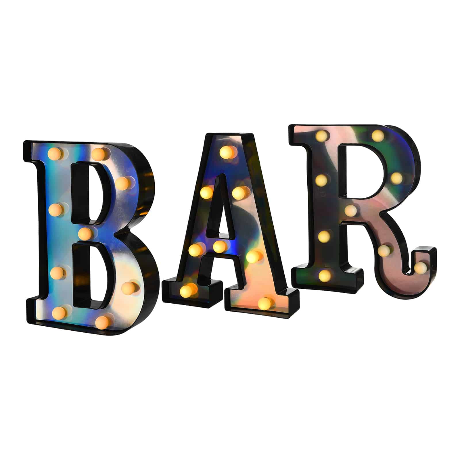 Lichtobjekt Schriftzug Bar Schwarz,B 185 x H 215 x T 40 mm