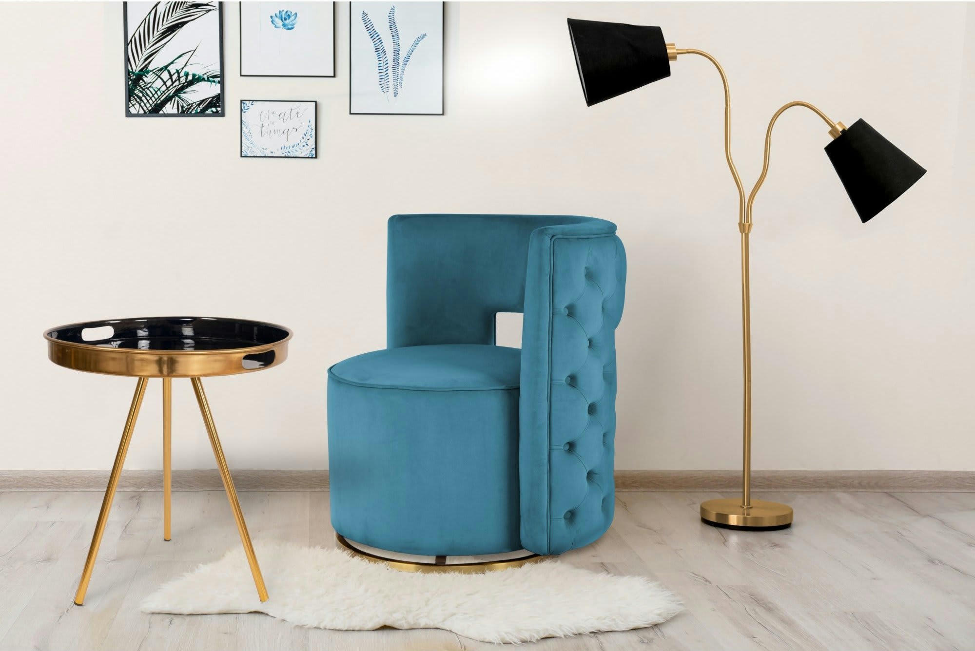 MRISON - Table d'appoint Métal Bleu