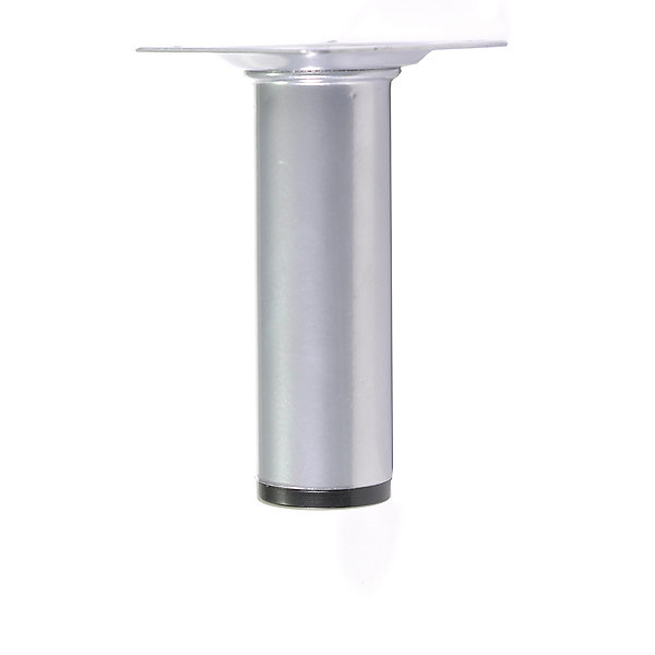 4 un. Pied de meuble rond en acier, diamètre 30 mm, hauteur 100 mm, peinture aluminium avec embout