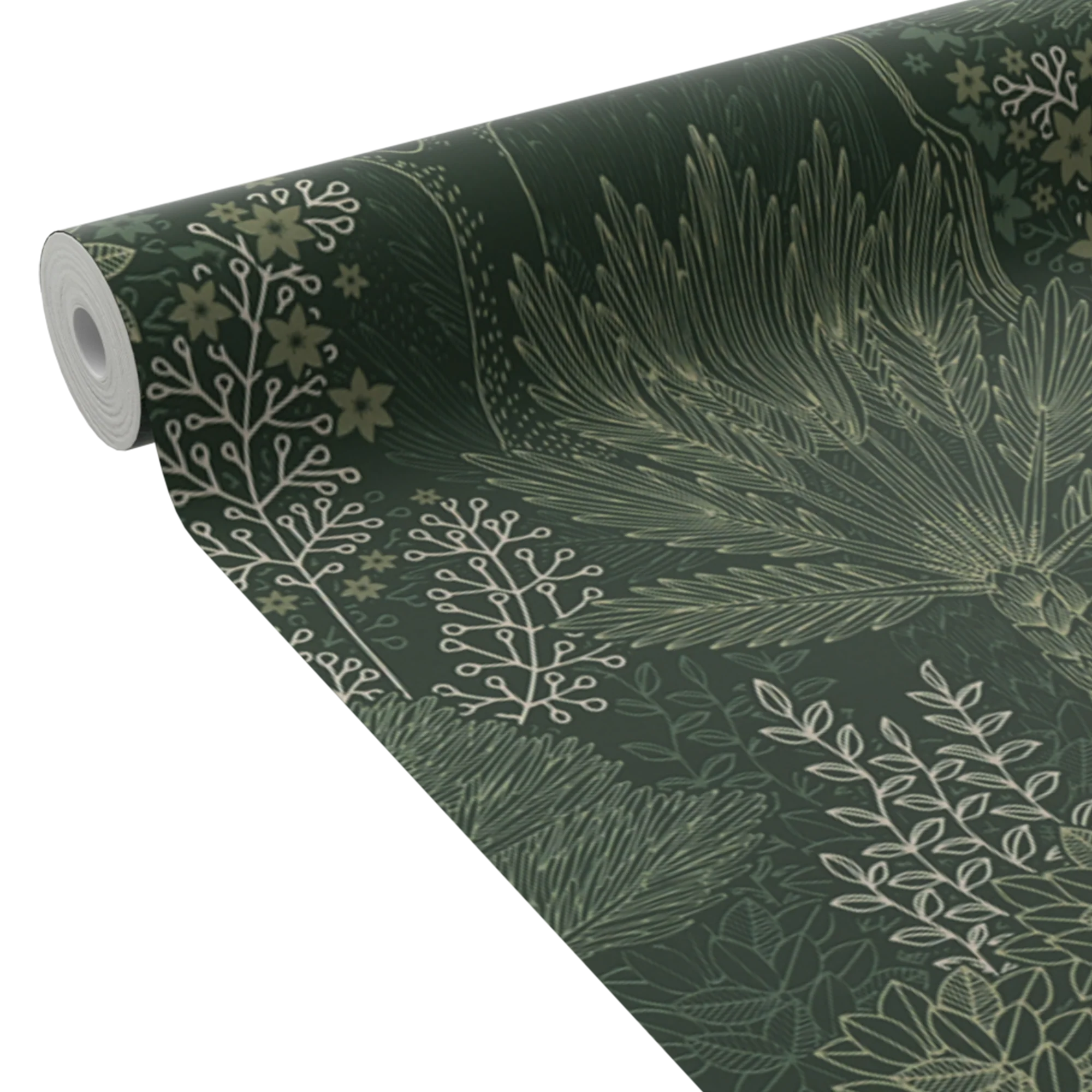 Papier peint intissé CESAIRE coloris noir, vert et doré