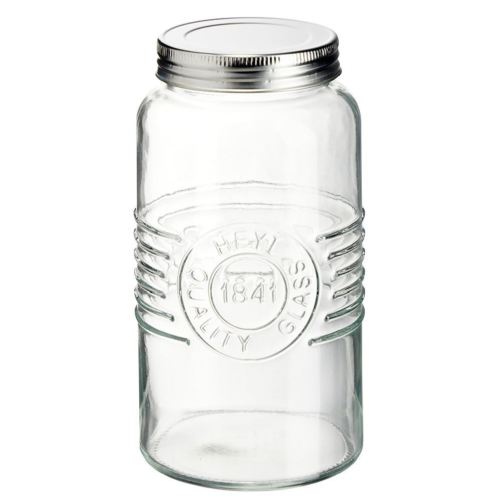 Bocal hermétique rond transparent avec couvercle en métal H17 cm