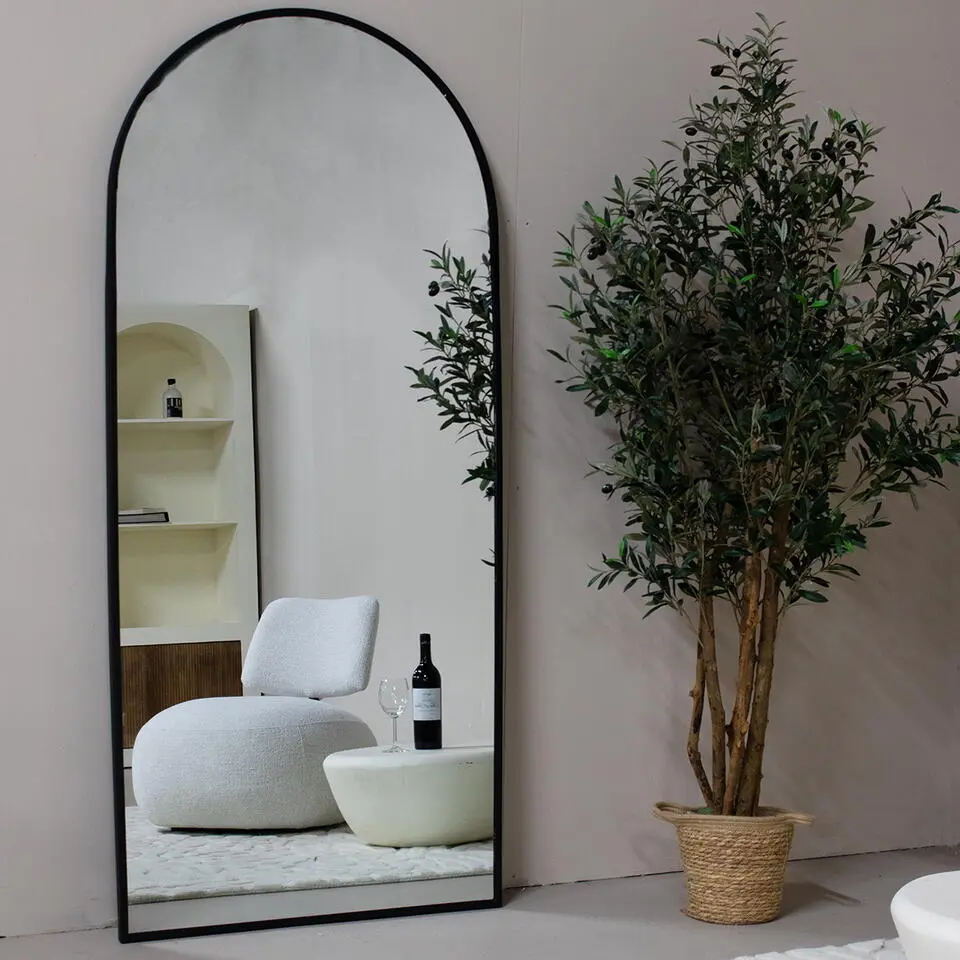 Staande Spiegel - Zwart Metaal - 80x3x200cm - Bowie